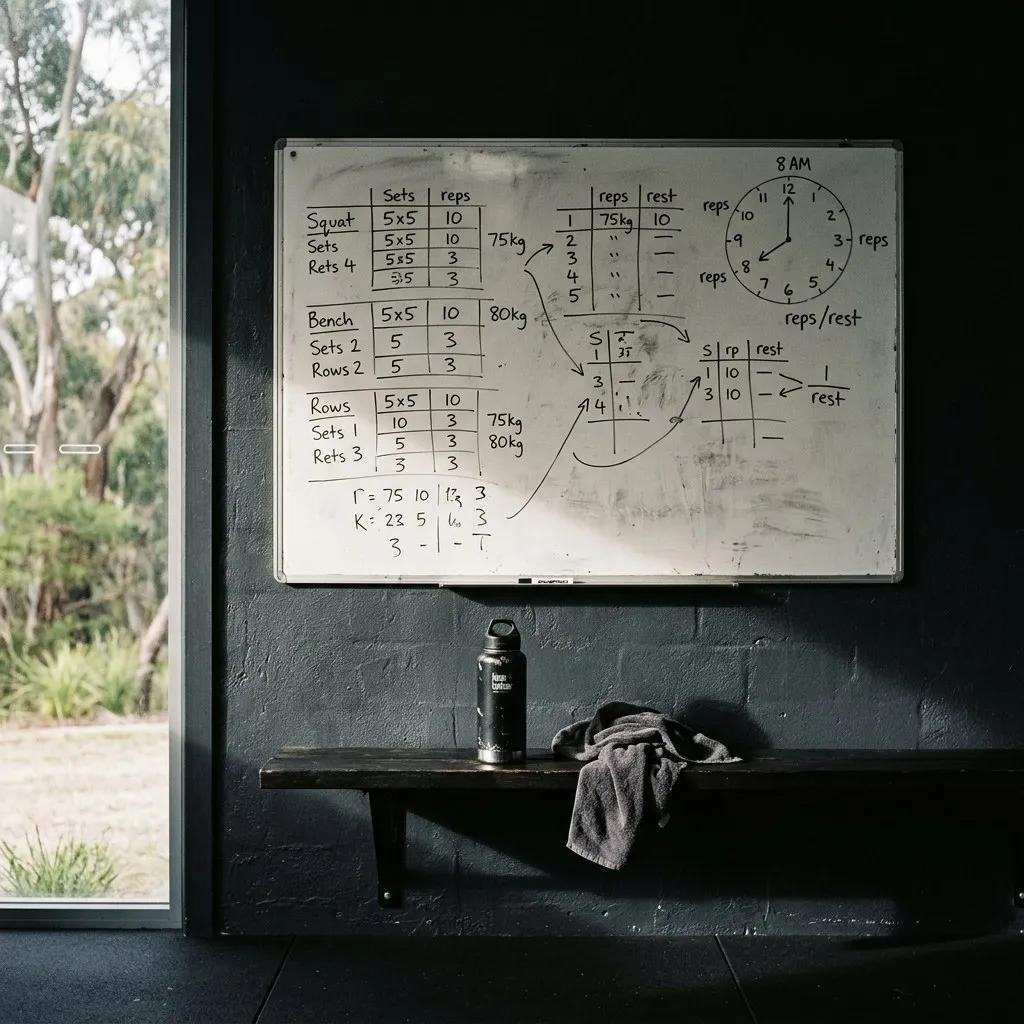 The programme board and a towel on the bench