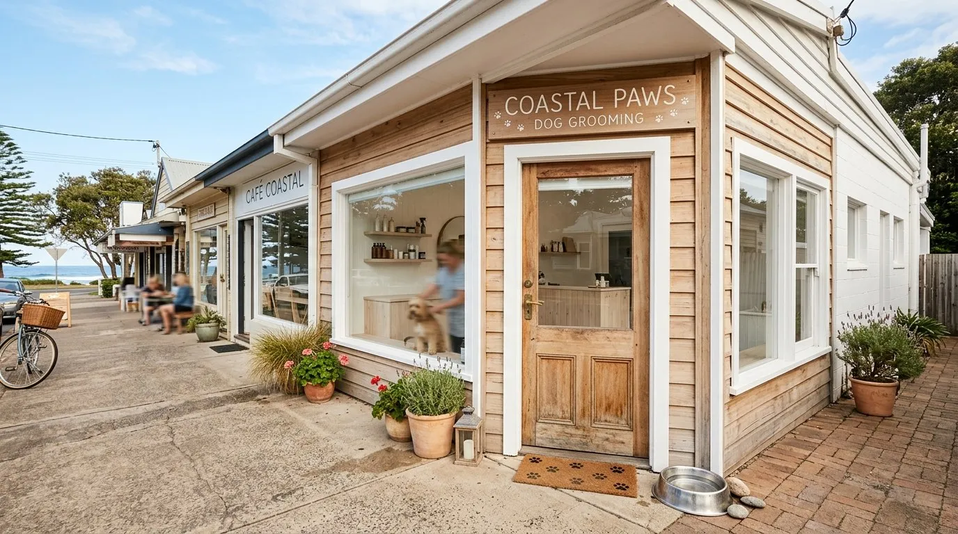 The outside of the Coastal Paws salon on a Kiama street
